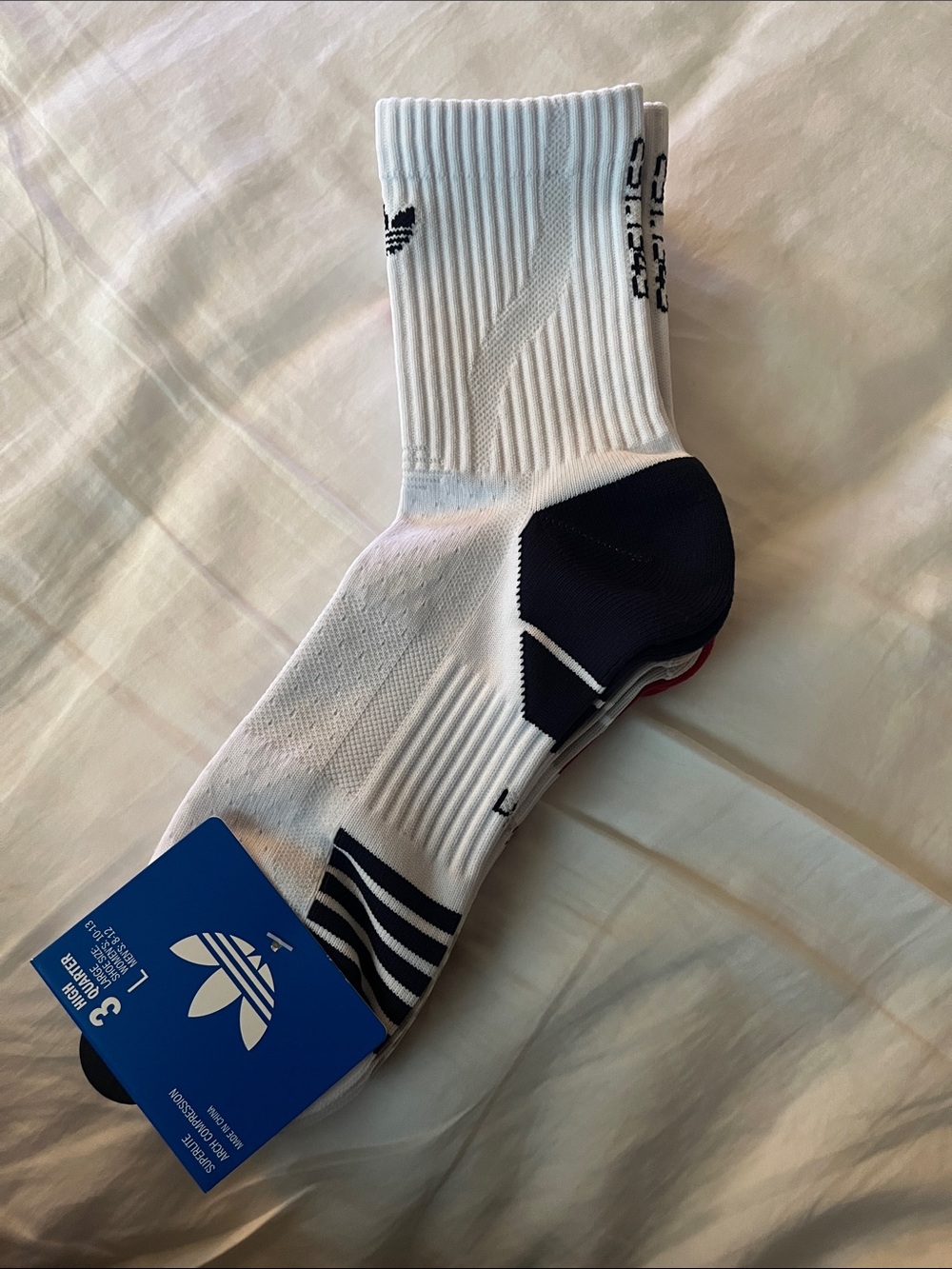 adidas Men’s White Athletic High Quarter Socks